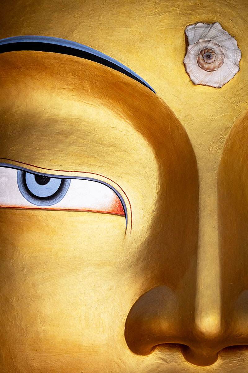 Az eljövendő Buddha óriás szobrának részlete a Thiksey bud